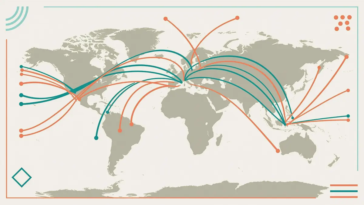 World map of aircraft assembly sites and delivery routes