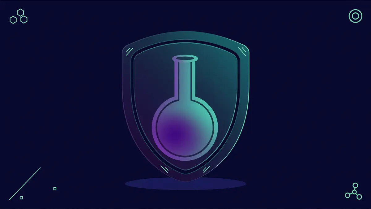 Лабораторная колба за защитным щитом