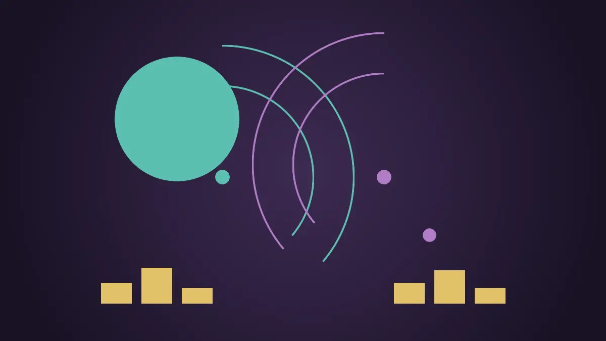 From one global market to many regional ones: an abstract illustration Abstract arcs and blocks suggesting a global economy splitting into regional segments, purple and teal palette