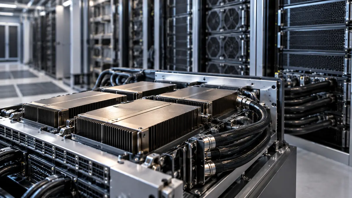 High-performance computing accelerator boards and cooling equipment in a server laboratory