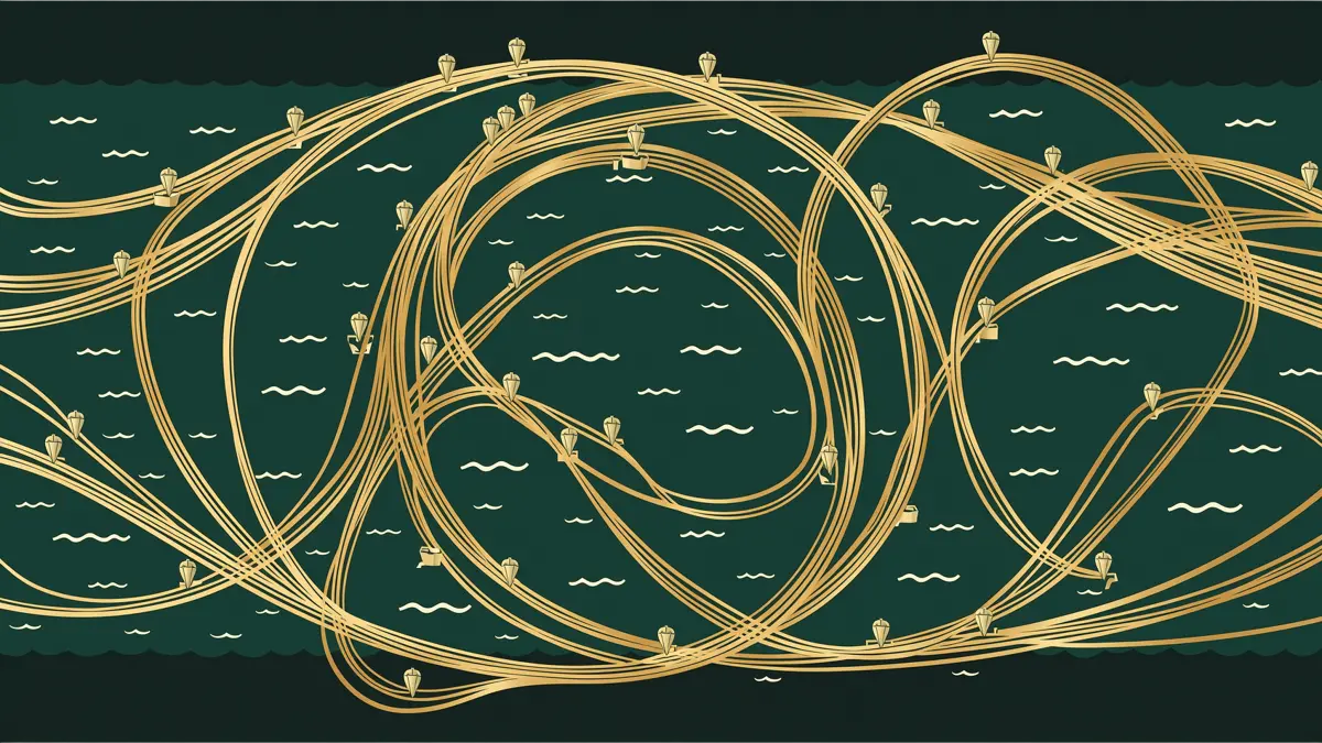 Container routes over a stylised sea