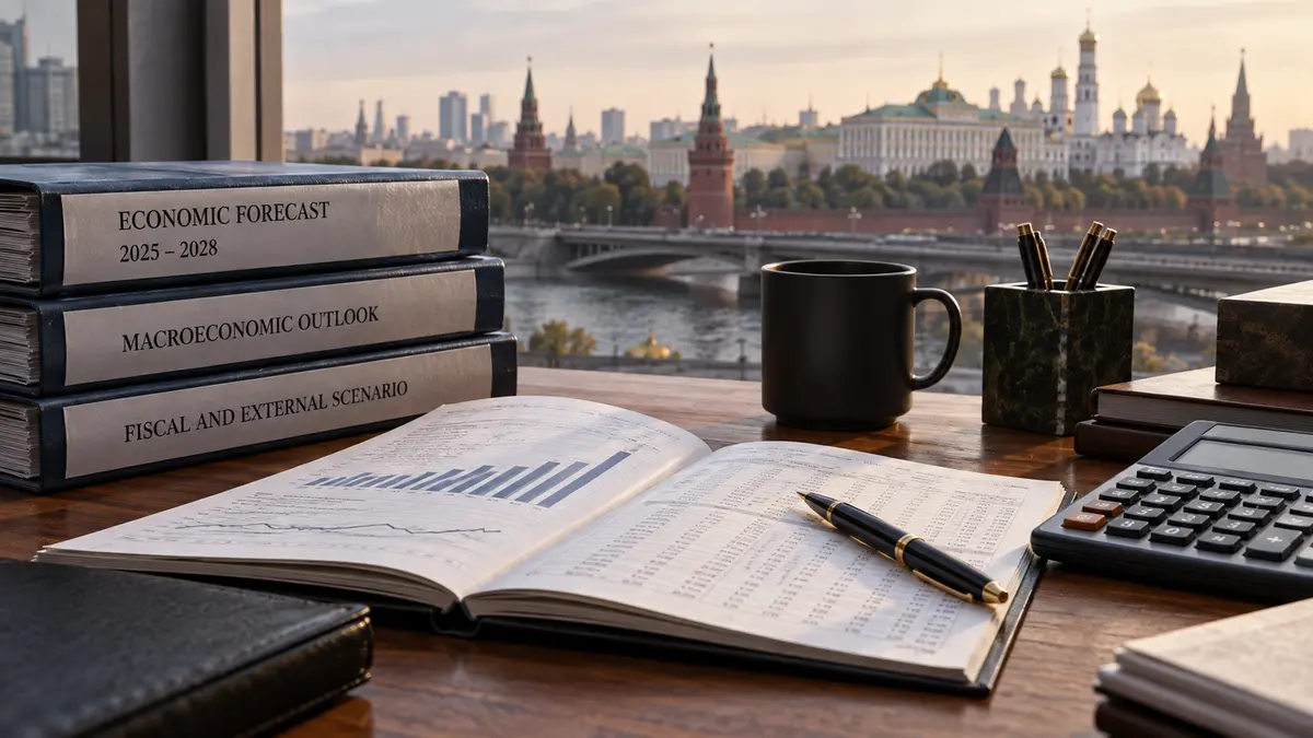 Папки экономических прогнозов, учётная книга и калькулятор