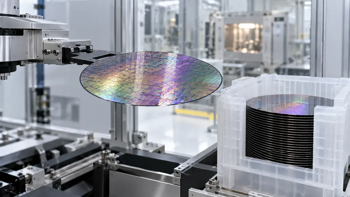 Silicon wafer handling equipment and a wafer carrier inside a clean fabrication room