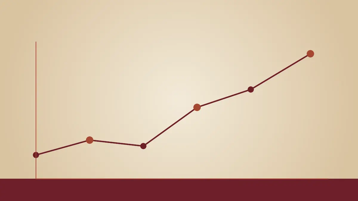 Abstract line chart with rising nodes on a cream background